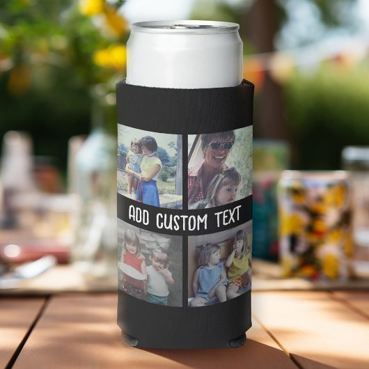 4フォトコラージュ – 背景色を変更できる スリム缶クーラー