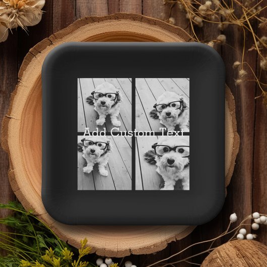 4フォトコラージュ – 背景色を変更できる ペーパープレート