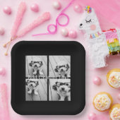 4フォトコラージュ – 背景色を変更できる ペーパープレート (パーティー)