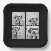 4フォトコラージュ – 背景色を変更できる ペーパープレート (正面)