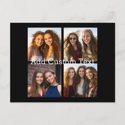 4フォトコラージュ – 背景色を変更できる ポストカード (正面)