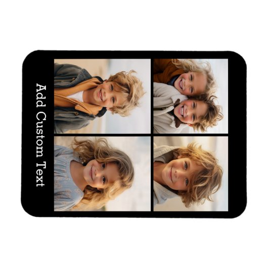 4フォトコラージュ – 背景色を変更できる マグネット (横)