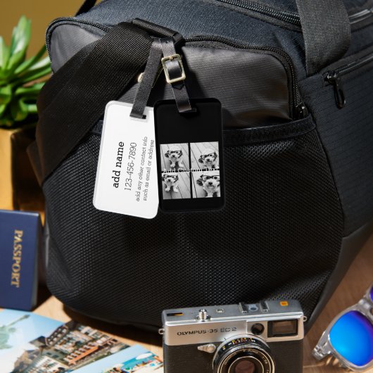 4フォトコラージュ – 背景色を変更できる ラゲッジタグ (正面&裏面)