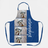 4フォトコラージュ – 青（白いスクリプト名） エプロン (正面)