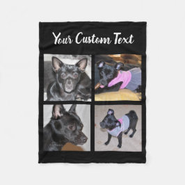 4フォトコラージュ|黒いフリース犬用毛布 フリースブランケット