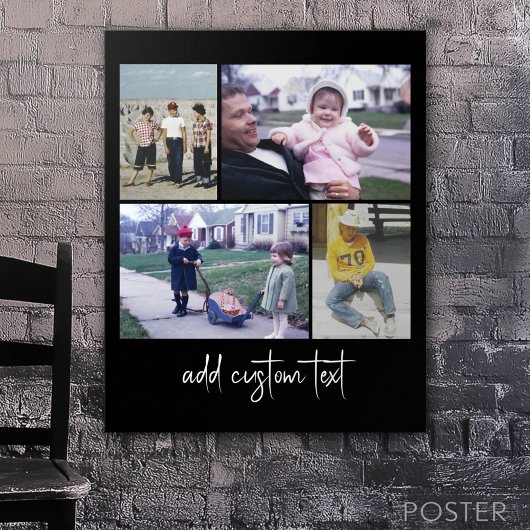 4フォトコラージュ – 黒の色を変更できる ポスター