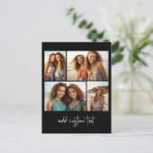 4フォトコラージュ – 黒の色を変更できる ポストカード (スタンド正面)