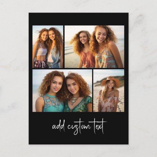4フォトコラージュ – 黒の色を変更できる ポストカード (正面)