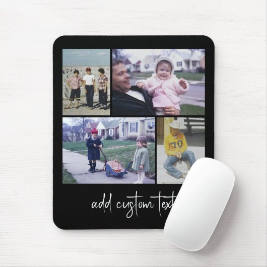 4フォトコラージュ – 黒の色を変更できる マウスパッド (マウス)