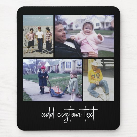 4フォトコラージュ – 黒の色を変更できる マウスパッド (正面)