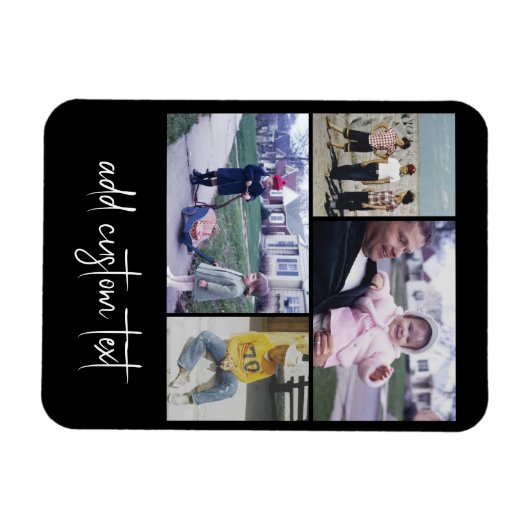 4フォトコラージュ – 黒の色を変更できる マグネット (横)