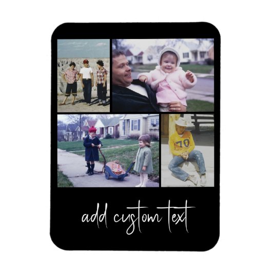 4フォトコラージュ – 黒の色を変更できる マグネット (縦)