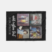 4フォトコラージュ – 2行文字 – カラー編集可能 フリースブランケット (正面(横))