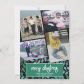 4フォトコラージュ – Merry Christmas Botanical Black シーズンカード (正面)
