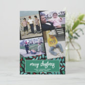 4フォトコラージュ – Merry Christmas Botanical Black シーズンカード (スタンド正面)