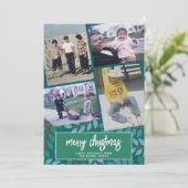 4フォトコラージュ – Merry Christmas Botanical Green シーズンカード (スタンド正面)