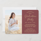 4フォトコラージュBurgundyと金ゴールド卒業パーティー 招待状 (裏面)