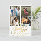 4フォトコラージュHappy Holidaysスクリプエレガントト シーズンカード (スタンド正面)