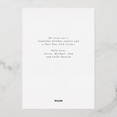 4フォトコラージュHappy Holidaysスクリプエレガントト 箔シーズンカード (裏面)