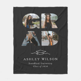 4フォトスクリプトブラック卒業 フリースブランケット