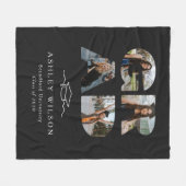 4フォトスクリプトブラック卒業 フリースブランケット (正面(横))