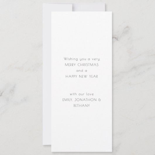 4フォトストリップベビー初めてのクリスマスホリデーカード セーブザデート (裏面)