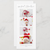 4フォトストリップベビー初めてのクリスマスホリデーカード セーブザデート (正面/裏面)