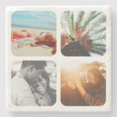 4フォトストーンコースターテンプレートグリッド丸い枠 ストーンコースター (正面)