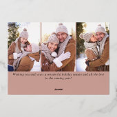 4フォトスパークルクリスマスグリーティングバラ金ゴールド 箔シーズンカード (裏面)