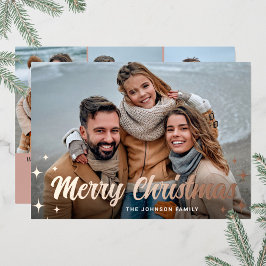 4フォトスパークルメリークリスマスグリーティングバラ 箔シーズンカード