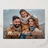 4フォトスパークルメリークリスマスグリーティングバラ 箔シーズンカード (正面)