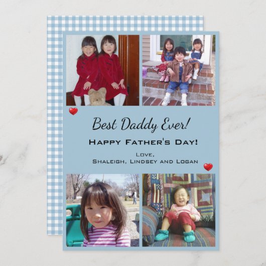 4フォトダディ最高のーエバーファーズデイホリデーカード シーズンカード (正面/裏面)