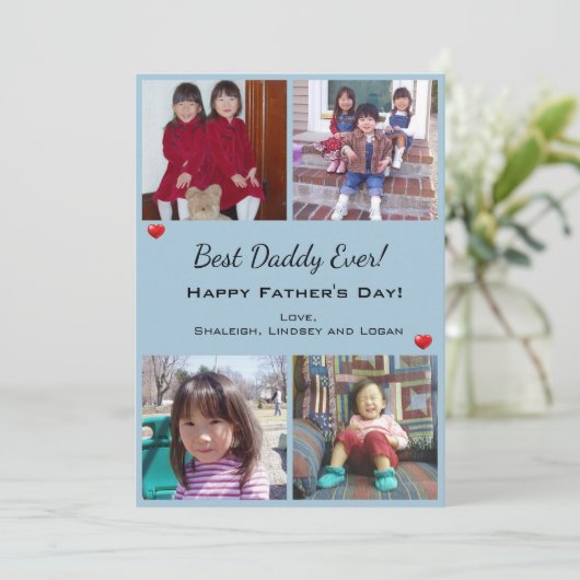 4フォトダディ最高のーエバーファーズデイホリデーカード シーズンカード (スタンド正面)