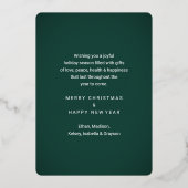 4フォトダークグリーンメリークリスマスコラージュモダン 箔シーズンカード (裏面)