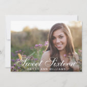 4フォトトレンディーピンクシック甘い16パーティー 招待状 (正面)