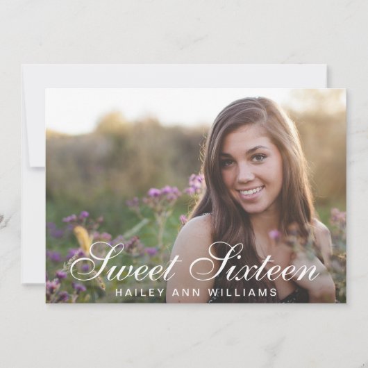 4フォトトレンディーピンクシック甘い16パーティー 招待状 (正面)