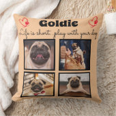 4フォトドッグコラージュ – カスタマイズ家族のペットメモリ クッション (ブランケット)
