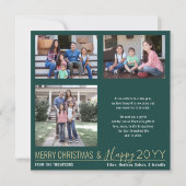 4フォトニューイヤー新しいアドベンチャーグリーンモダン金ゴールド シーズンカード (裏面)