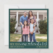 4フォトニューイヤー新しいアドベンチャーグリーンモダン金ゴールド シーズンカード (正面)