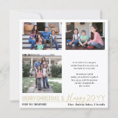 4フォトニューイヤー新しい冒険白黒と金ゴールド シーズンカード (裏面)