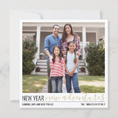 4フォトニューイヤー新しい冒険白黒と金ゴールド シーズンカード (正面)