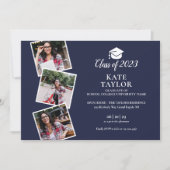4フォトネイビーブルー卒業パーティー 招待状 (正面)