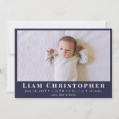 4フォトネモダンビーブルーシンプルベビー誕生 案内状 (正面)