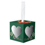 4フォトハートサンタのトナカイオーナメント キューブオーナメント (正面アングル)