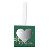 4フォトハートサンタのトナカイ キューブオーナメント (正面)