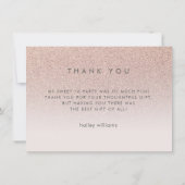 4フォトバラ金ゴールドフェイクグリッターピンクスウィート16 サンキューカード (裏面)