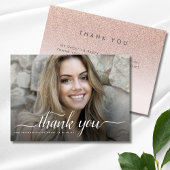 4フォトバラ金ゴールドフェイクグリッターピンクスウィート16 サンキューカード