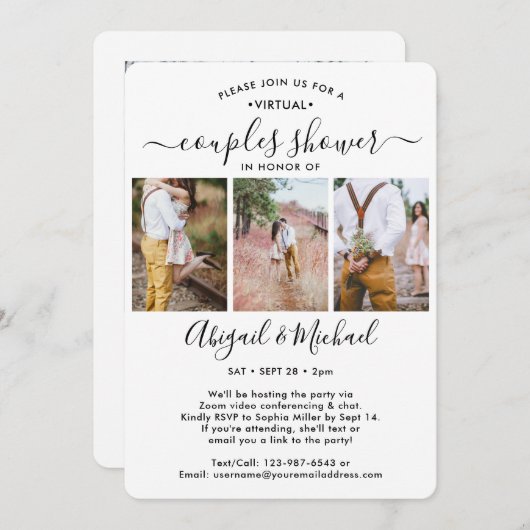 4フォトバーチャルカップルブライダルシャワーbyメール 招待状 (正面/裏面)