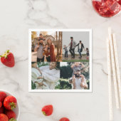 4フォトパーソナライズされたカスタムコラージュ スタンダードカクテルナプキン (インサイチュ)