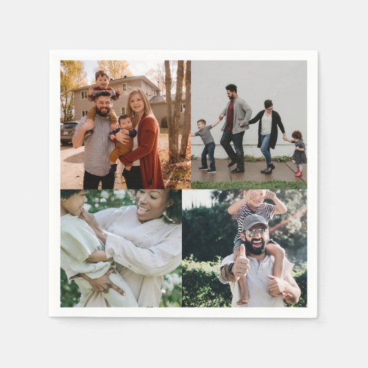 4フォトパーソナライズされたカスタムコラージュ スタンダードカクテルナプキン (正面)